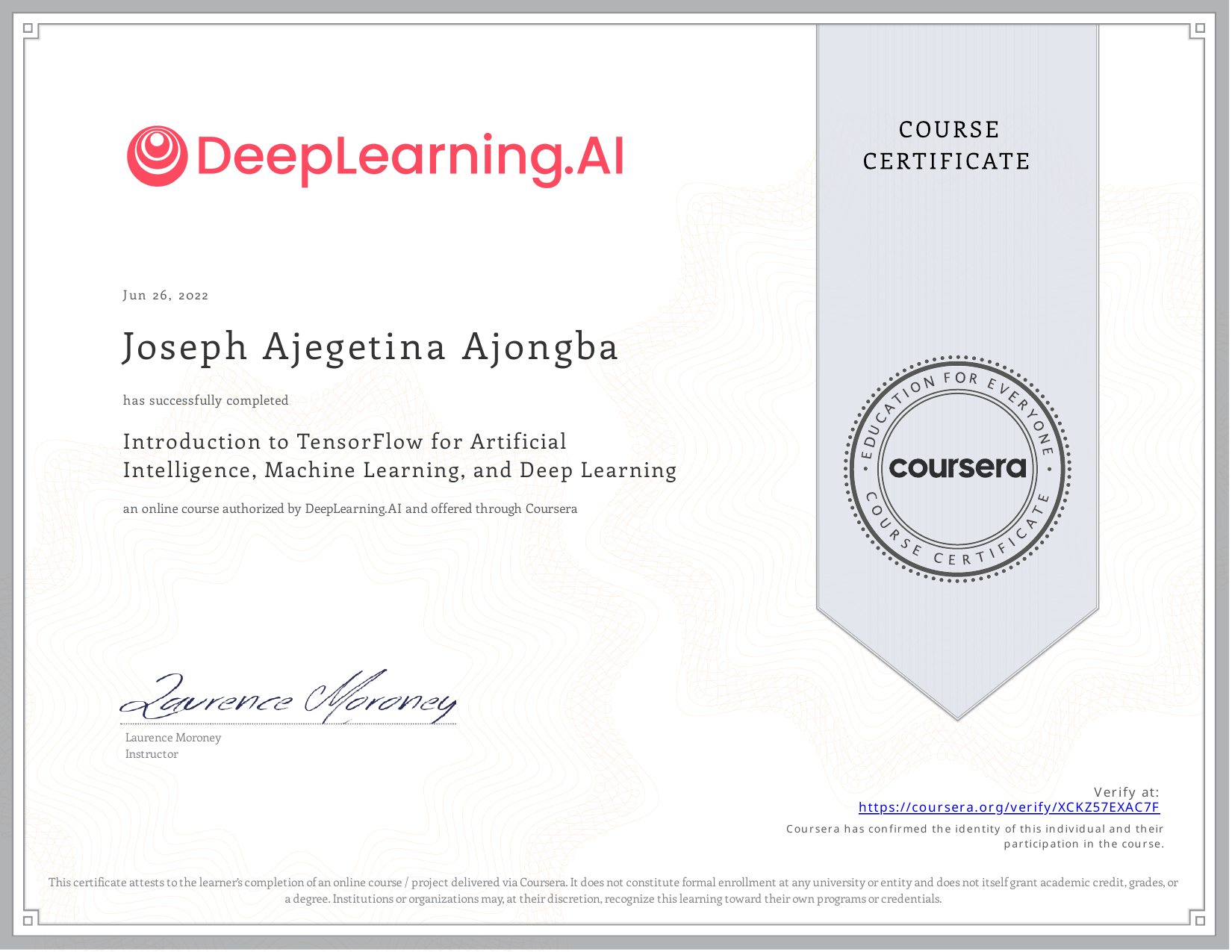 Intro To Tensorflow For Artificial Intelligence