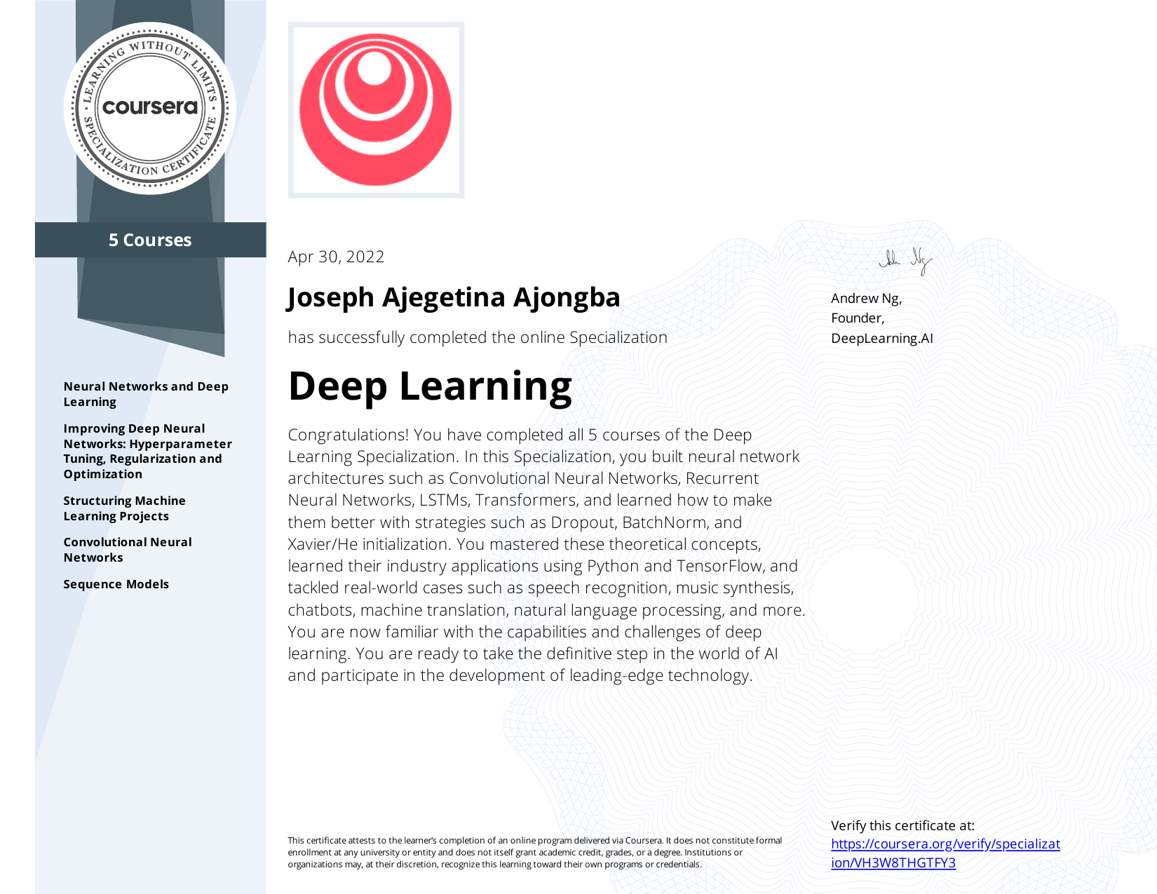 Deep Learning Specialization