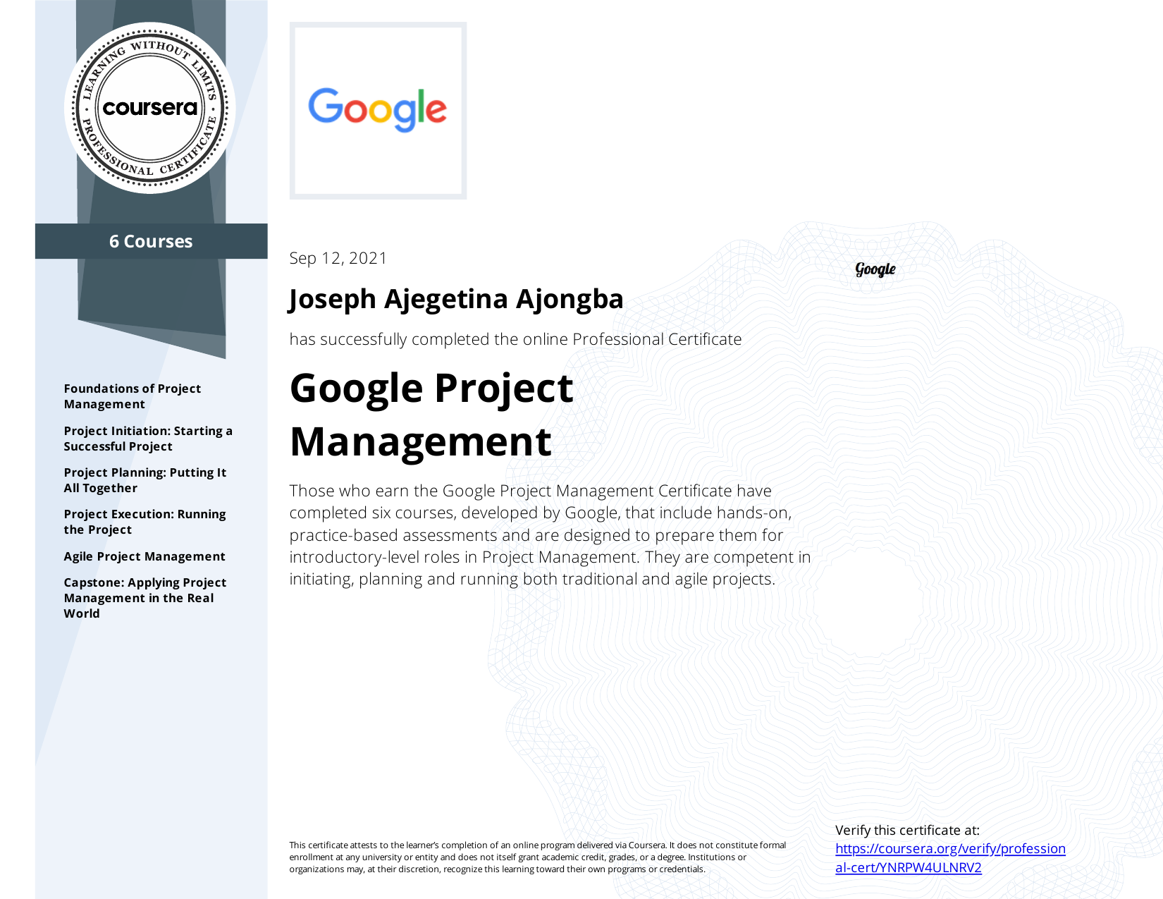 Google Project Management